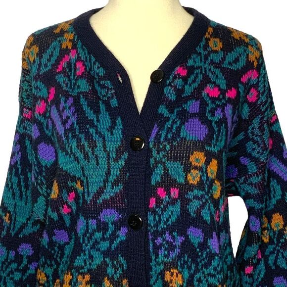 JUSTINE TODD Vintage Flower Button-Up Cardigan size M - Picture 2 of 14